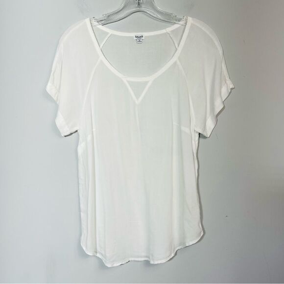 Splendid White T-Shirt Blouse Top Rayon Semi Sheer Lightweight Cap Sleeve XS - Picture 3 of 8